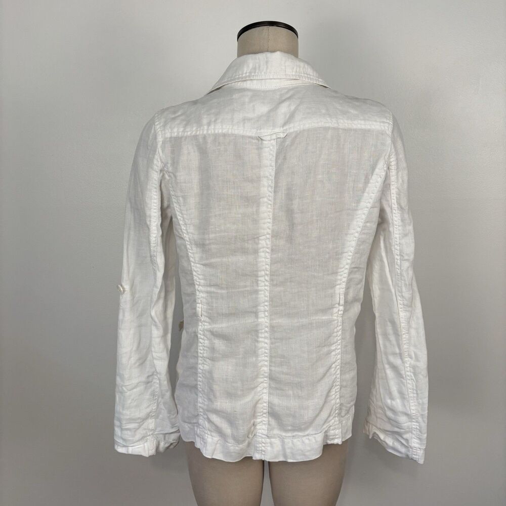 Ann Taylor Loft Womens S White Utility 100% Linen Button Front Jacket Top - Picture 7 of 8